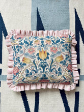 Load image into Gallery viewer, William Morris Bird and Rose + Pink Stripe Frill