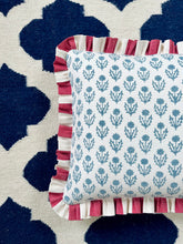 Load image into Gallery viewer, Floral Block Print + Red Wide Stripe Frill