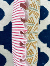 Load image into Gallery viewer, Mustard Feather + Pink Wide Stripe Frill