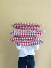 Load image into Gallery viewer, Red Gingham + Plain Pink Frill