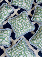 Load image into Gallery viewer, Green and Blue Maze + Blue Stripe Frill