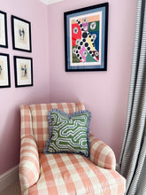 Load image into Gallery viewer, Green and Blue Maze + Blue Stripe Frill
