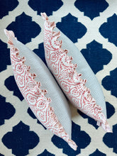 Load image into Gallery viewer, Red Block Print + Pink Stripe Frill