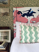 Load image into Gallery viewer, Green Scrolling Fern + Pink Wide Stripe Frill