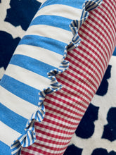 Load image into Gallery viewer, Blue Deckchair Stripe + Blue Narrow Stripe Frill