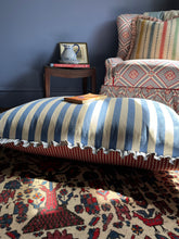 Load image into Gallery viewer, Blue Deckchair Stripe + Blue Narrow Stripe Frill