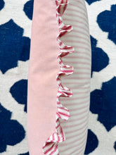 Load image into Gallery viewer, Dusky Pink Velvet + Red Ticking Frill