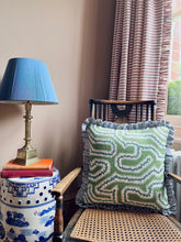 Load image into Gallery viewer, Green and Blue Maze + Blue Stripe Frill