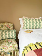 Load image into Gallery viewer, Green Scrolling Fern + Pink Wide Stripe Frill