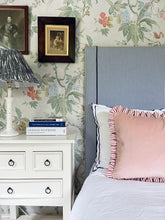 Load image into Gallery viewer, Dusky Pink Velvet + Red Ticking Frill