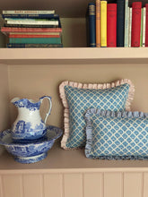 Load image into Gallery viewer, Blue Geometric + Pink Stripe Frill