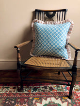 Load image into Gallery viewer, Blue Geometric + Pink Stripe Frill