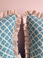 Load image into Gallery viewer, Blue Geometric + Pink Stripe Frill