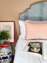 Load image into Gallery viewer, Dusky Pink Velvet + Red Ticking Frill