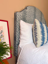 Load image into Gallery viewer, Blue Ikat Stripe + Dusky Pink Piping