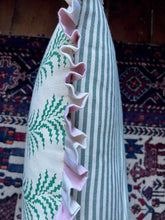 Load image into Gallery viewer, Green Scrolling Fern + Pink Wide Stripe Frill