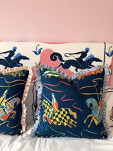 Load image into Gallery viewer, Jousting Horses + Blue Stripe Frill