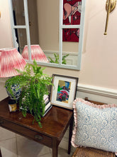 Load image into Gallery viewer, Aqua Block Print + Pink Stripe Frill
