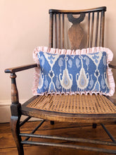 Load image into Gallery viewer, Blue Ikat + Pink Stripe Frill