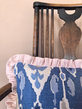 Load image into Gallery viewer, Blue Ikat + Pink Stripe Frill