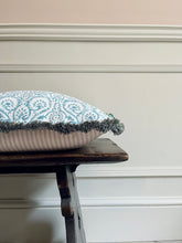 Load image into Gallery viewer, Aqua Block Print + Multi Fringe Trim