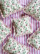 Load image into Gallery viewer, Red Strawberries + Pink Narrow Stripe Frill