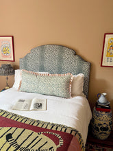 Load image into Gallery viewer, Aqua Block Print + Pink Stripe Frill