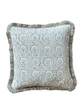Load image into Gallery viewer, Aqua Block Print + Multi Fringe Trim