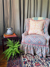 Load image into Gallery viewer, Pink and Peach Flower + Red Ticking Stripe Frill