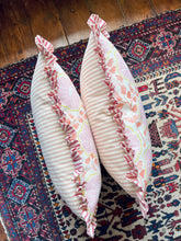 Load image into Gallery viewer, Pink and Peach Flower + Red Ticking Stripe Frill