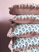 Load image into Gallery viewer, Floral Block Print + Pink Stripe Frill