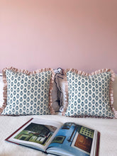 Load image into Gallery viewer, Floral Block Print + Pink Stripe Frill