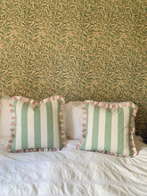 Load image into Gallery viewer, Sage Green Wide Stripe + Pink Wide Stripe Frill