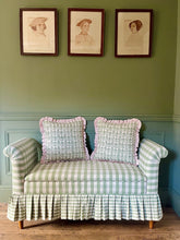 Load image into Gallery viewer, Green Ashok Block Print + Pink Stripe Frill