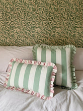 Load image into Gallery viewer, Sage Green Wide Stripe + Pink Wide Stripe Frill