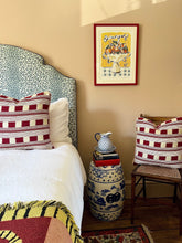 Load image into Gallery viewer, Red Square Stripe + Dusky Pink Piping