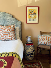 Load image into Gallery viewer, Orange and Blue Maze + Pale Blue Frill