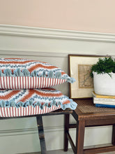 Load image into Gallery viewer, Orange and Blue Maze + Pale Blue Frill