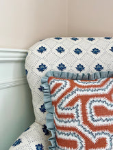 Load image into Gallery viewer, Orange and Blue Maze + Pale Blue Frill