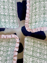 Load image into Gallery viewer, Green Ashok Block Print + Pink Stripe Frill