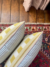 Load image into Gallery viewer, Yellow Square Stripe + Plain Pink Piping