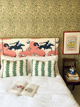 Load image into Gallery viewer, Green Fern Stripe + Plain Pink Piping