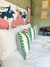 Load image into Gallery viewer, Green Fern Stripe + Plain Pink Piping