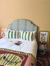 Load image into Gallery viewer, Green Fern Stripe + Plain Pink Piping