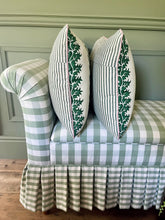Load image into Gallery viewer, Green Fern Stripe + Plain Pink Piping
