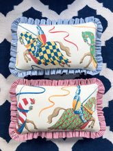 Load image into Gallery viewer, Jousting Horses + Blue Stripe Frill