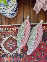 Load image into Gallery viewer, Aqua Squiggle + Pink Stripe Frill