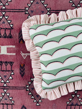 Load image into Gallery viewer, Green Scallop + Pink Stripe Frill