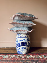 Load image into Gallery viewer, Denim Blue Pomegranate + Pink Stripe Frill