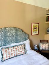 Load image into Gallery viewer, Orange Flower + Pale Blue Linen Frill